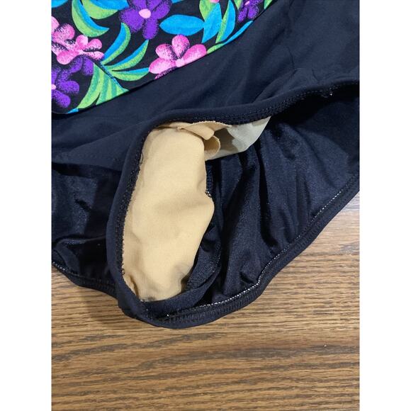 Maxine Of Hollywood Womens One Piece Swimsuit Floral Retro Button Bright Size 10 - Picture 5 of 11